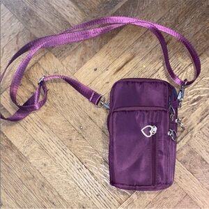Purple crossbody bag purple phone bag purple bag heart bag